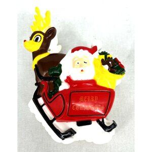 Acme Talking Santa Sleigh Reindeer Fridge Magnet Chip Clip Christmas WORKS